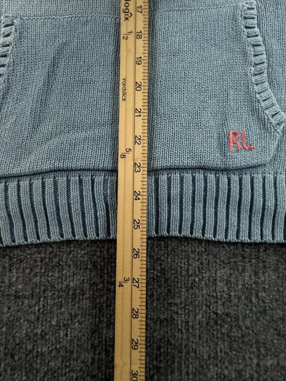 Polo Ralph Lauren Flag Sweater Girls XL 18-20 Graphic Cotton Hooded Light Blue